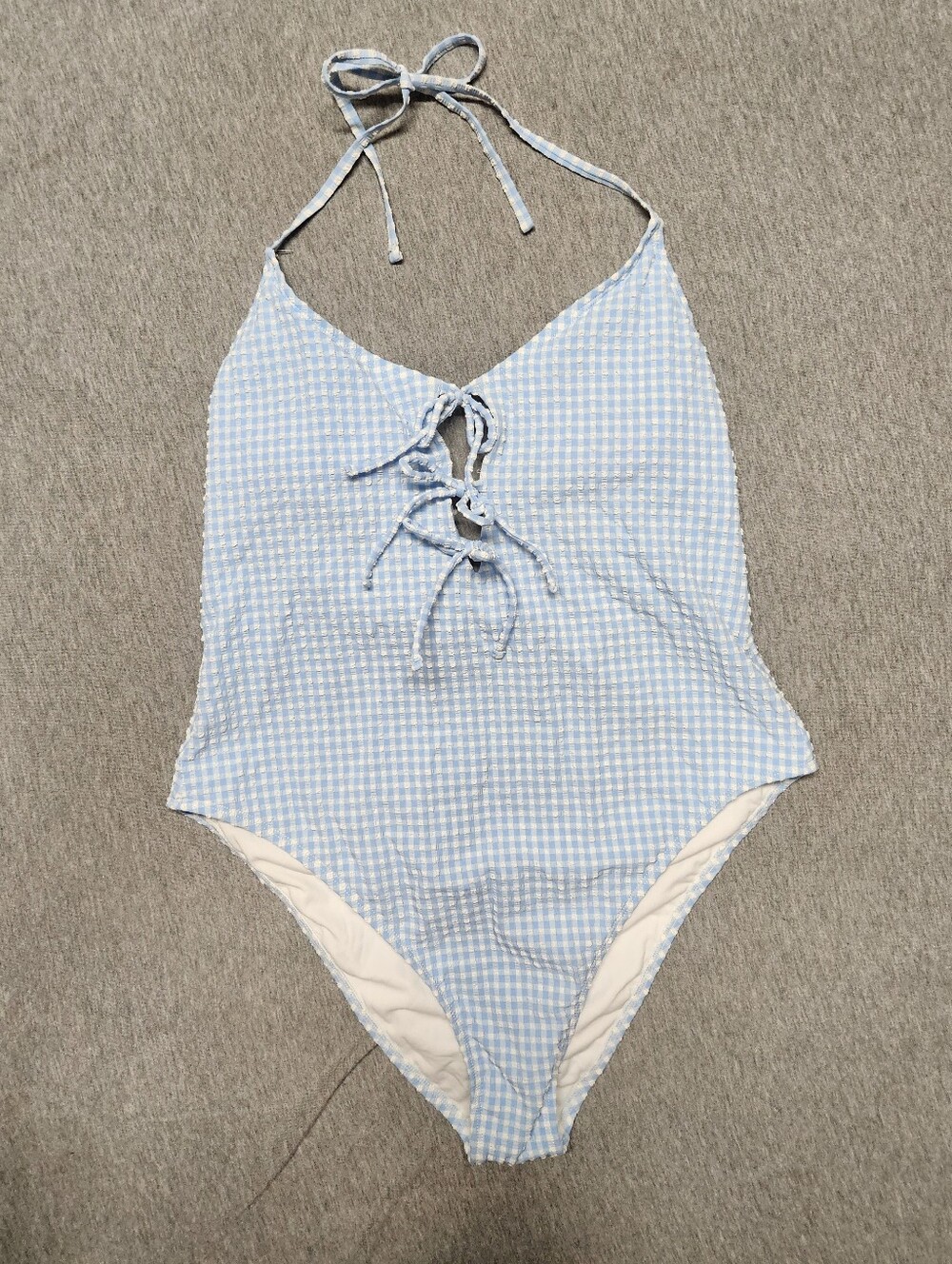 Wild Fable Women’s Gingham Seersucker One‑Piece Swimsuit – Blue/White (Size XL)